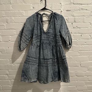 Free People acid denim wash dress, size M